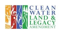 Logo for "Clean Water Land & Legacy Amendment" with colorful, nature-themed graphics.
