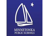 A logo featuring a sailboat and a star above the words "Minnetonka Public Schools" on a blue background.