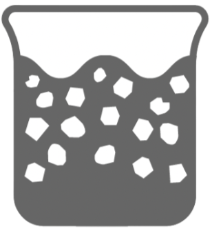 A stylized icon of a glass with a liquid and ice cubes.