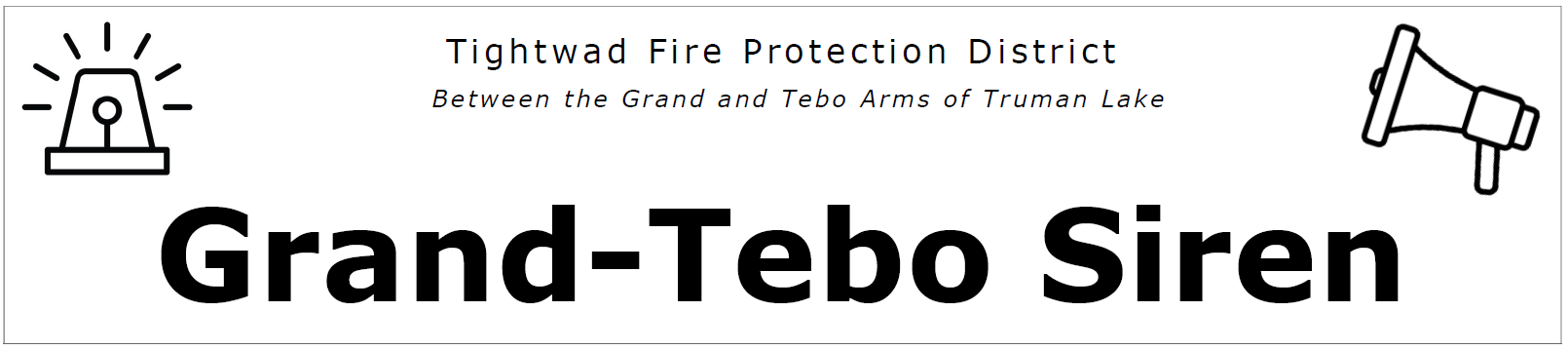 Grand-Tebo Siren Newsletter Masthead with flashing light and bullhorn