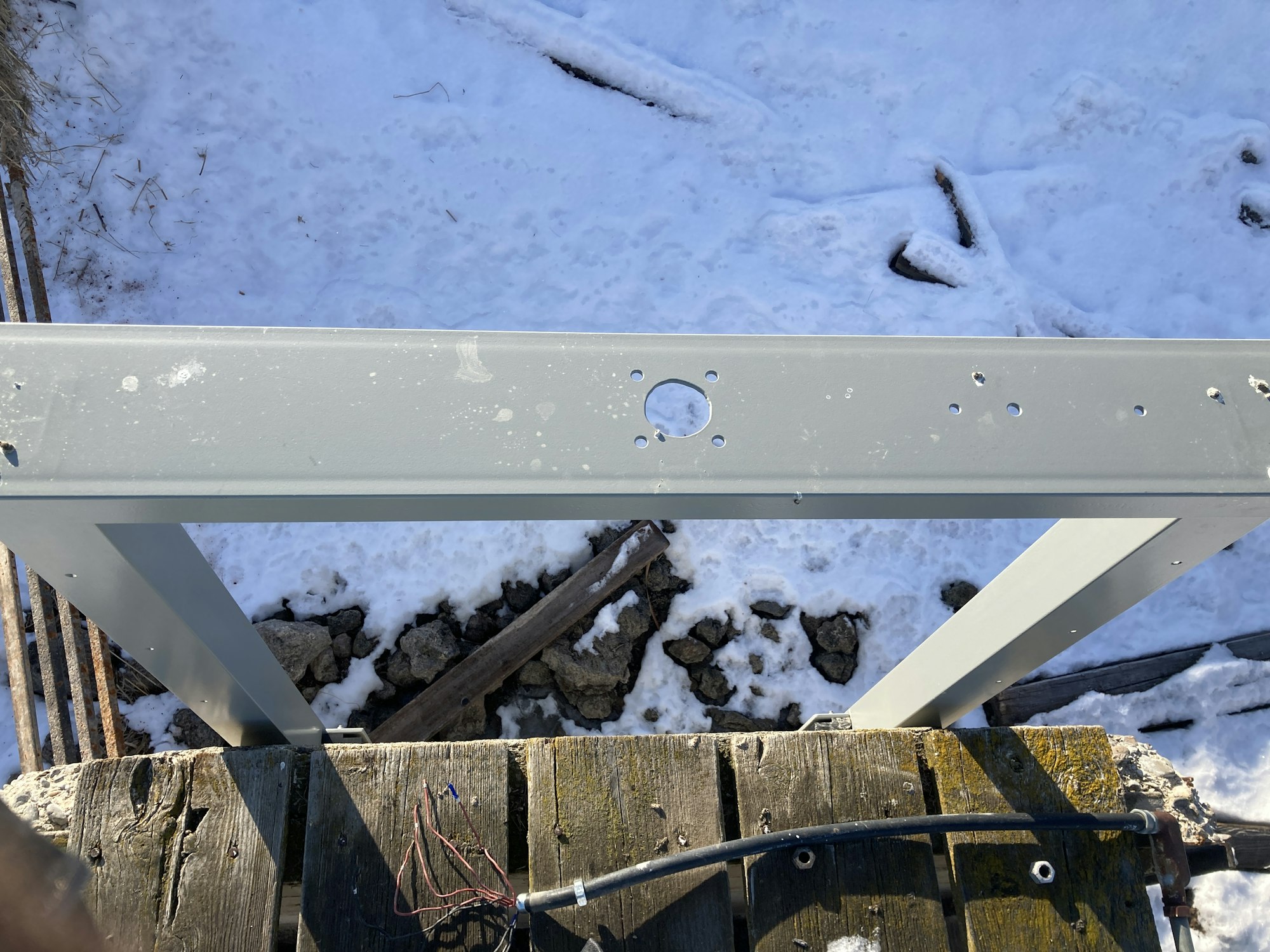 May contain: handrail, wood, ice, and outdoors