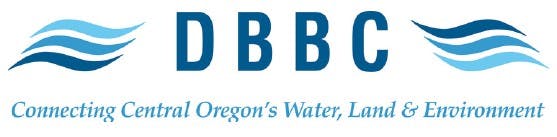 A logo with text "DBBC" and a slogan about connecting water, land, and environment in Central Oregon.