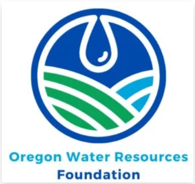 Logo of the Oregon Water Resources Foundation with a water droplet above green fields.