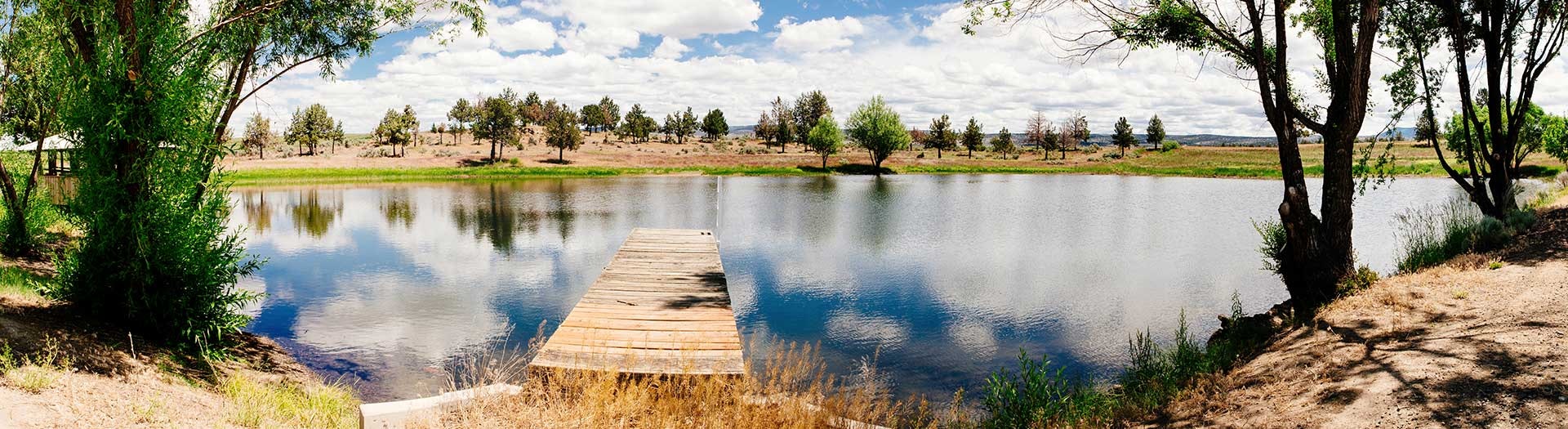 Photo of a dock leading out into a lake or other body of water