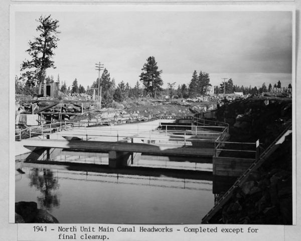Photo of North unit main canal headworks 1941: November 20, 2012 NUID History_024