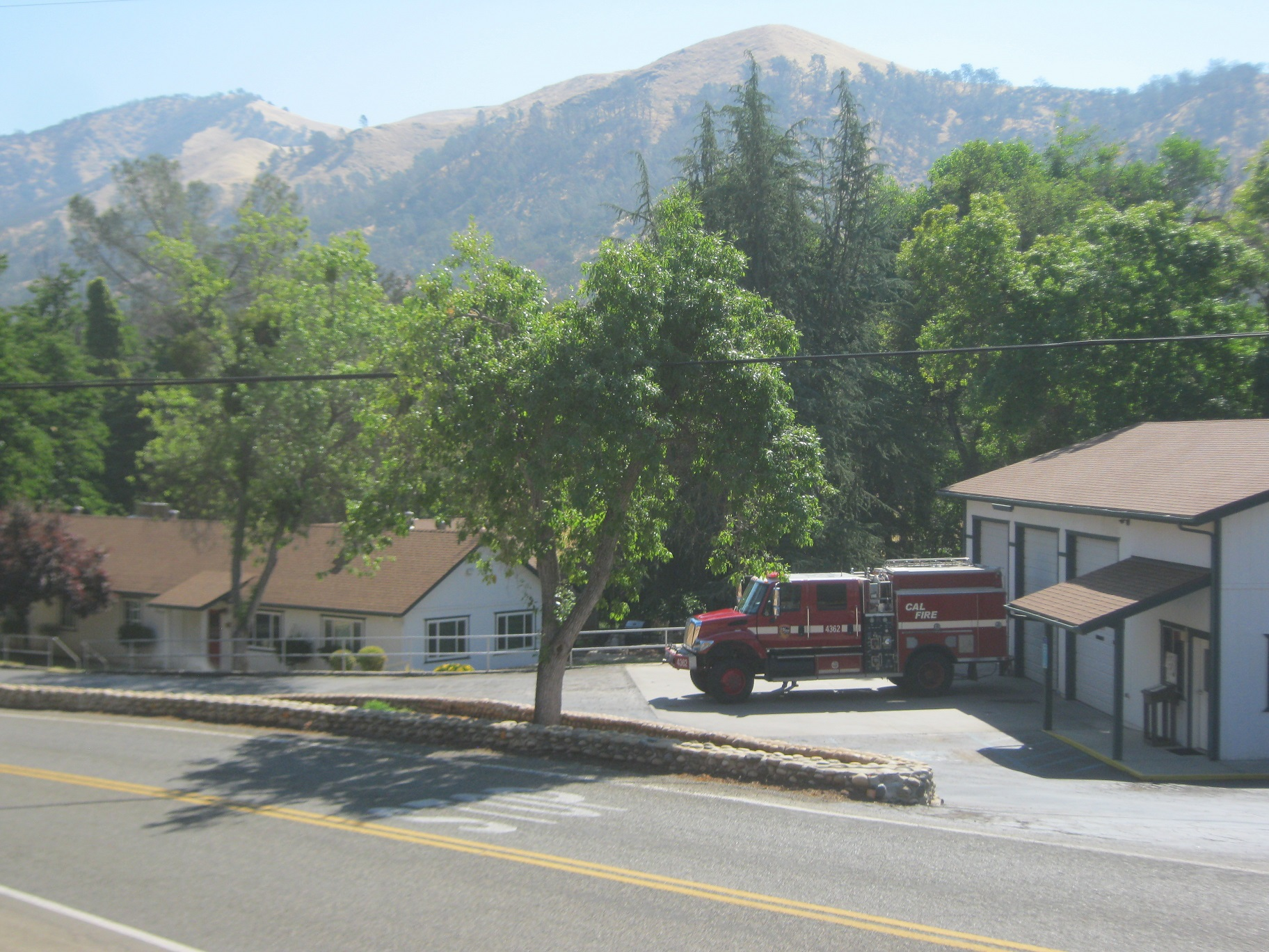 fire trucks in front of fire station