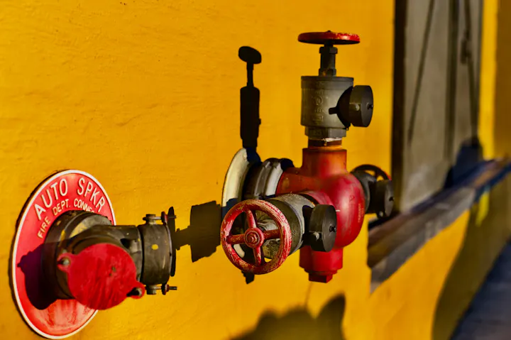 Fire Department Sprinkler Value Connections on the side of building