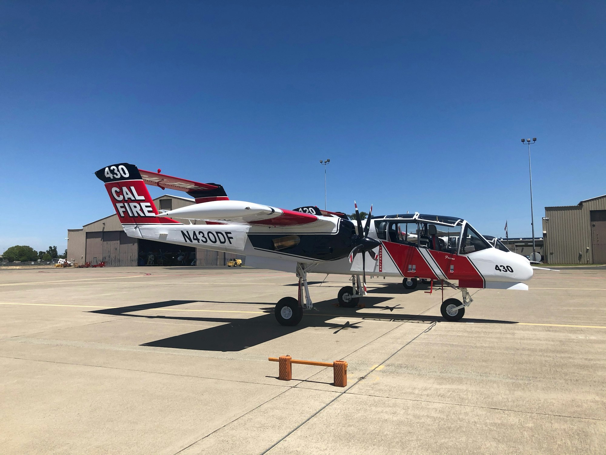 CAL FIRE air attack aircraft parked at the Fresno international airport