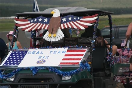 Decorated Golf Cart with American Flag themed decorations