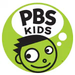 PBS KIDS logo featuring a green circle with a cartoon face and the text "PBS KIDS" in a speech bubble.
