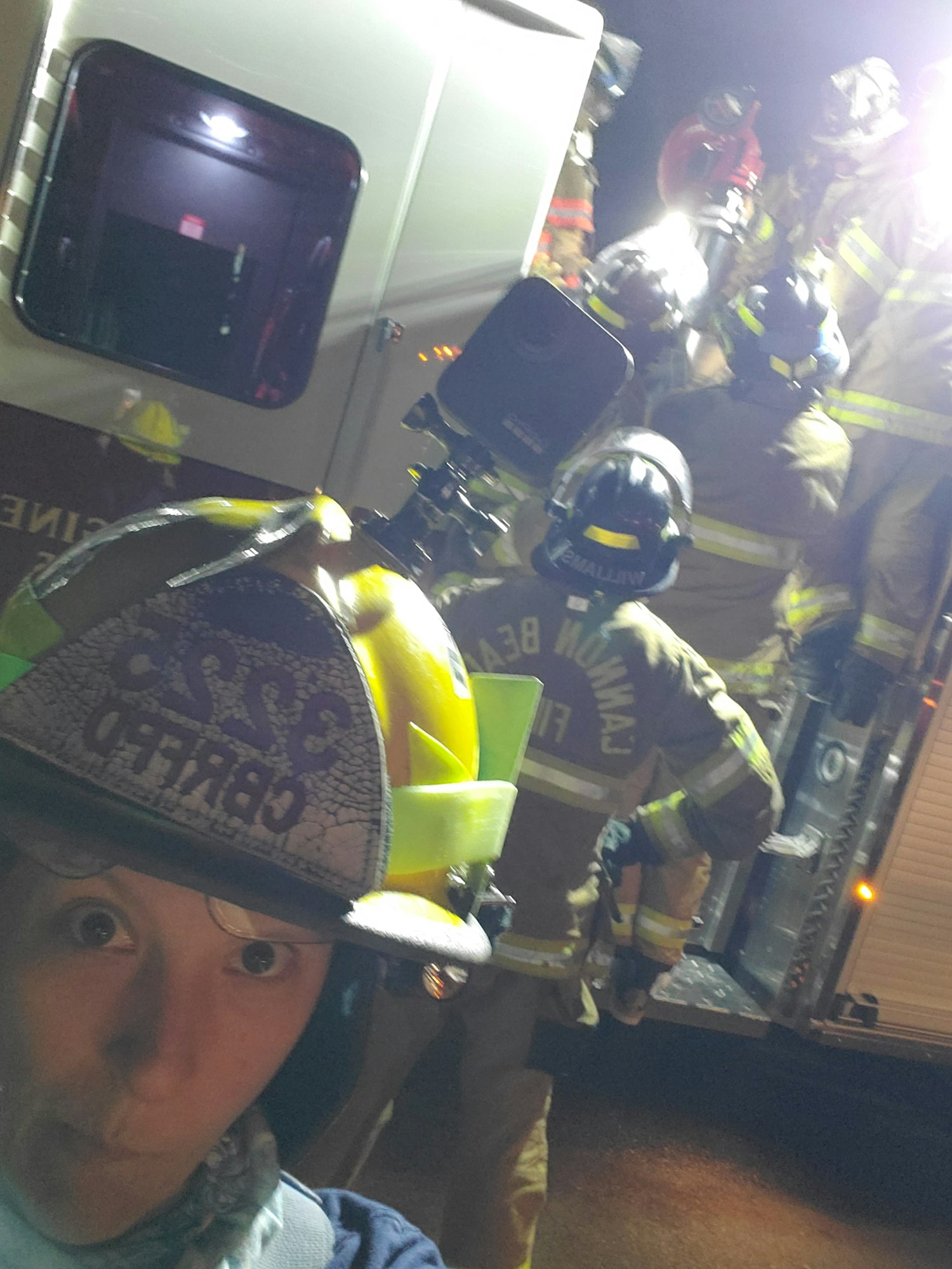 May contain: helmet, clothing, apparel, person, human, and fireman