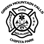 The image features a firefighter emblem with crossed axes and a stylized medical symbol, representing emergency services.