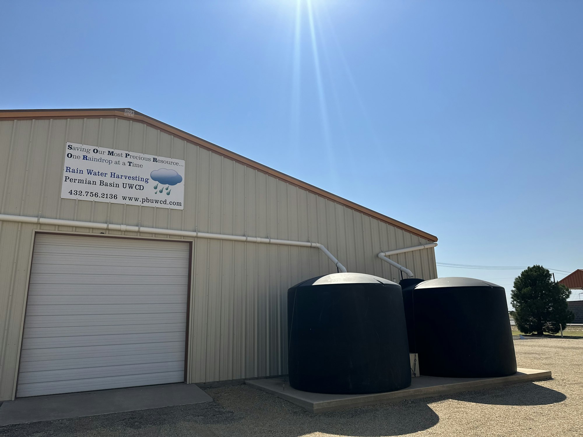 PBUWCD's Rainwater Harvesting tanks located behind the office building.