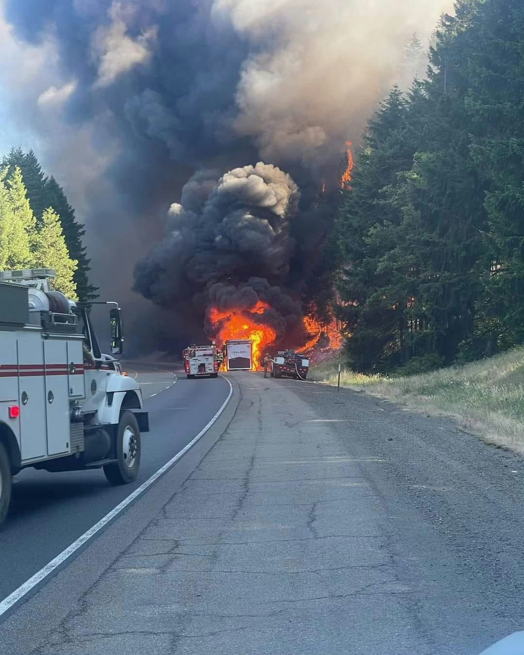 May contain: fire, transportation, truck, vehicle, and explosion
