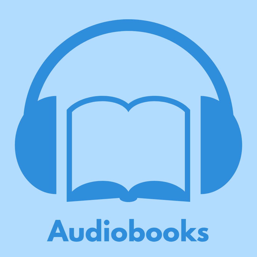 An icon with headphones and a book representing audiobooks, with the word "Audiobooks" below.