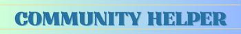 A blue gradient banner with the text "COMMUNITY HELPER" in bold.