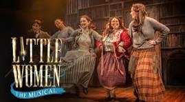 A promotional image for "Little Women: The Musical" with four performers in period costumes on stage.