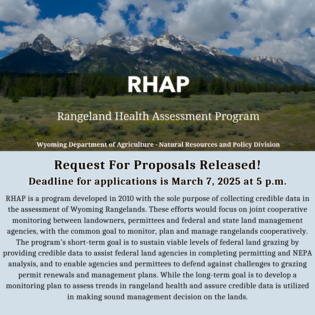 RHAP seeks proposals by March 7, 2025, for joint cooperative monitoring of Wyoming Rangelands.