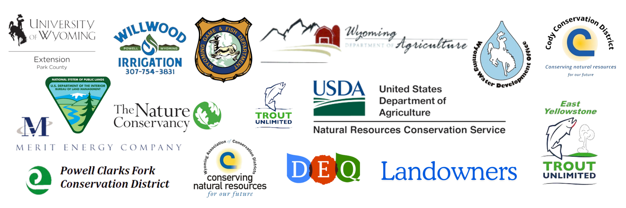 Logos of various organizations related to conservation, wildlife, and resource management, likely indicating partnership or sponsorship.