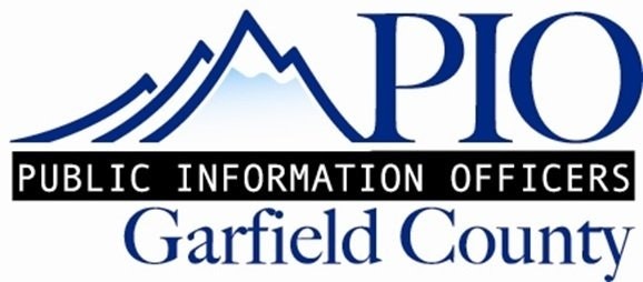 Logo of Garfield County Public Information Officers (PIO) with mountain graphic.
