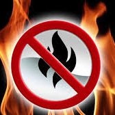 A no fire sign engulfed in flames.