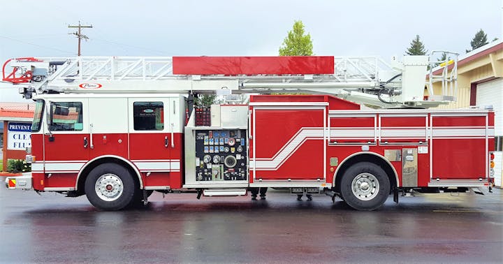 May contain: truck, vehicle, fire truck, and transportation