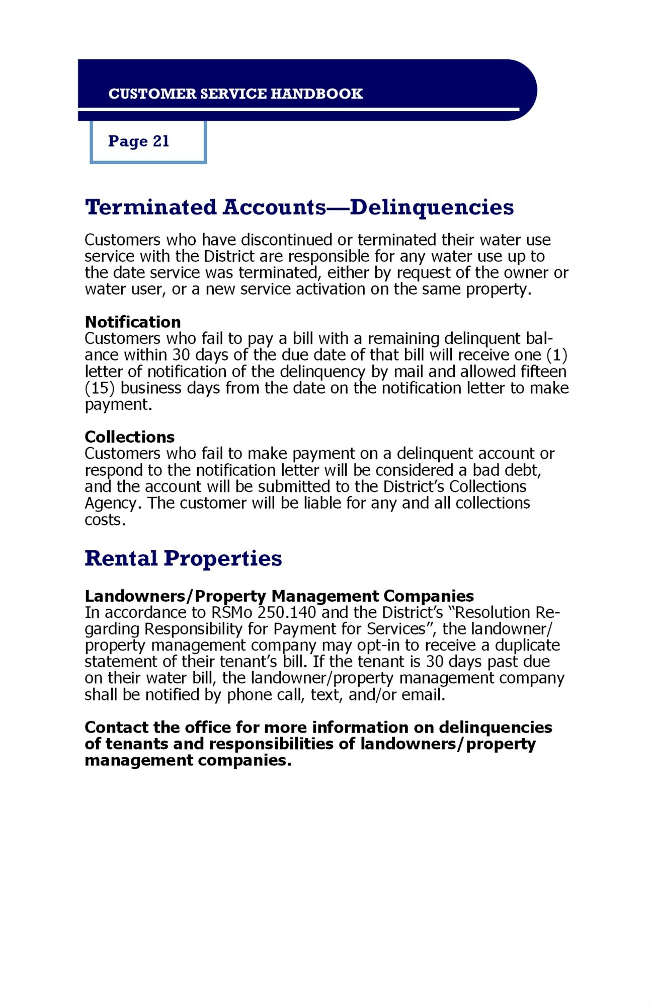 Customer Handbook - Jackson County Public Water Supply District 12