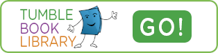 Logo of "TUMBLE BOOK LIBRARY" with a cartoon book character and a "GO!" button.