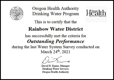 2021 Outstanding Performance Certificate from OHA