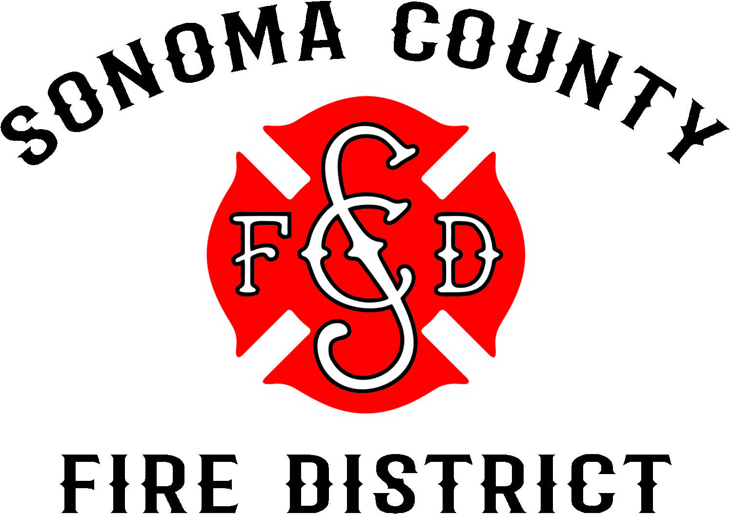 The image features the logo of the Sonoma County Fire District, showcasing a red fire emblem with "F&C&D" initials.