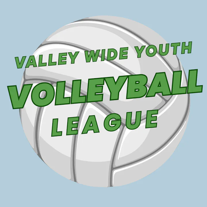 The image features a volleyball with the text "Valley Wide Youth Volleyball League" prominently displayed.