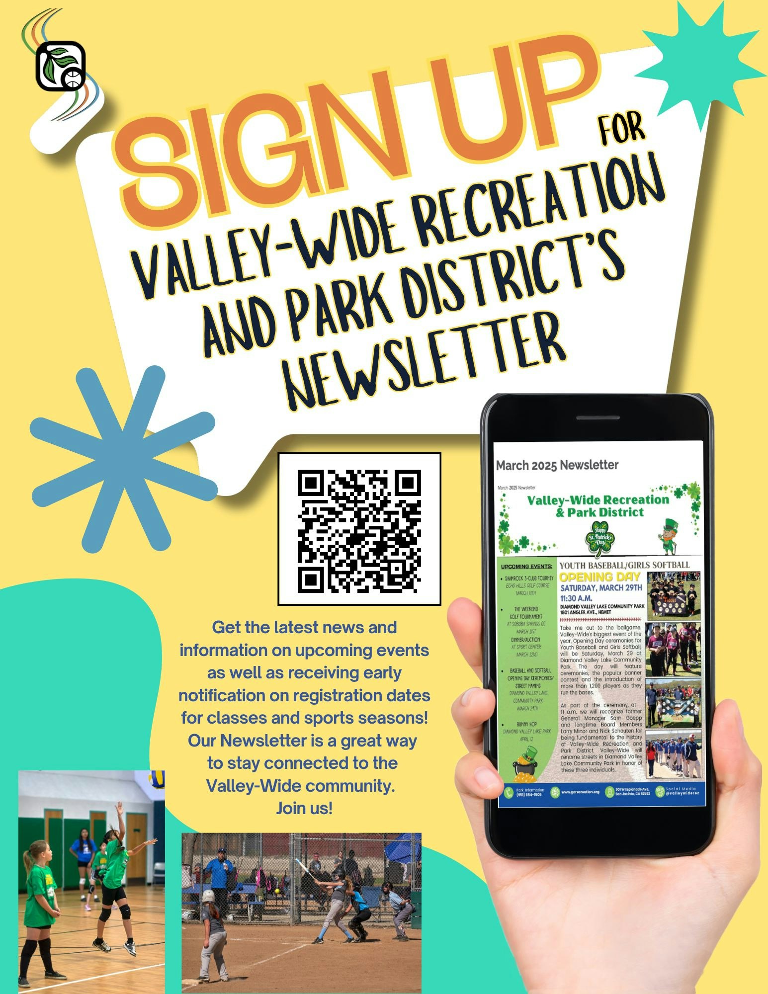 Sign up for Valley-Wide Recreation newsletter. Get updates on events, registration, and stay connected with sports and community news.