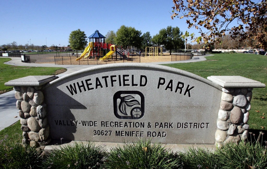 Wheatfield park entrance sign