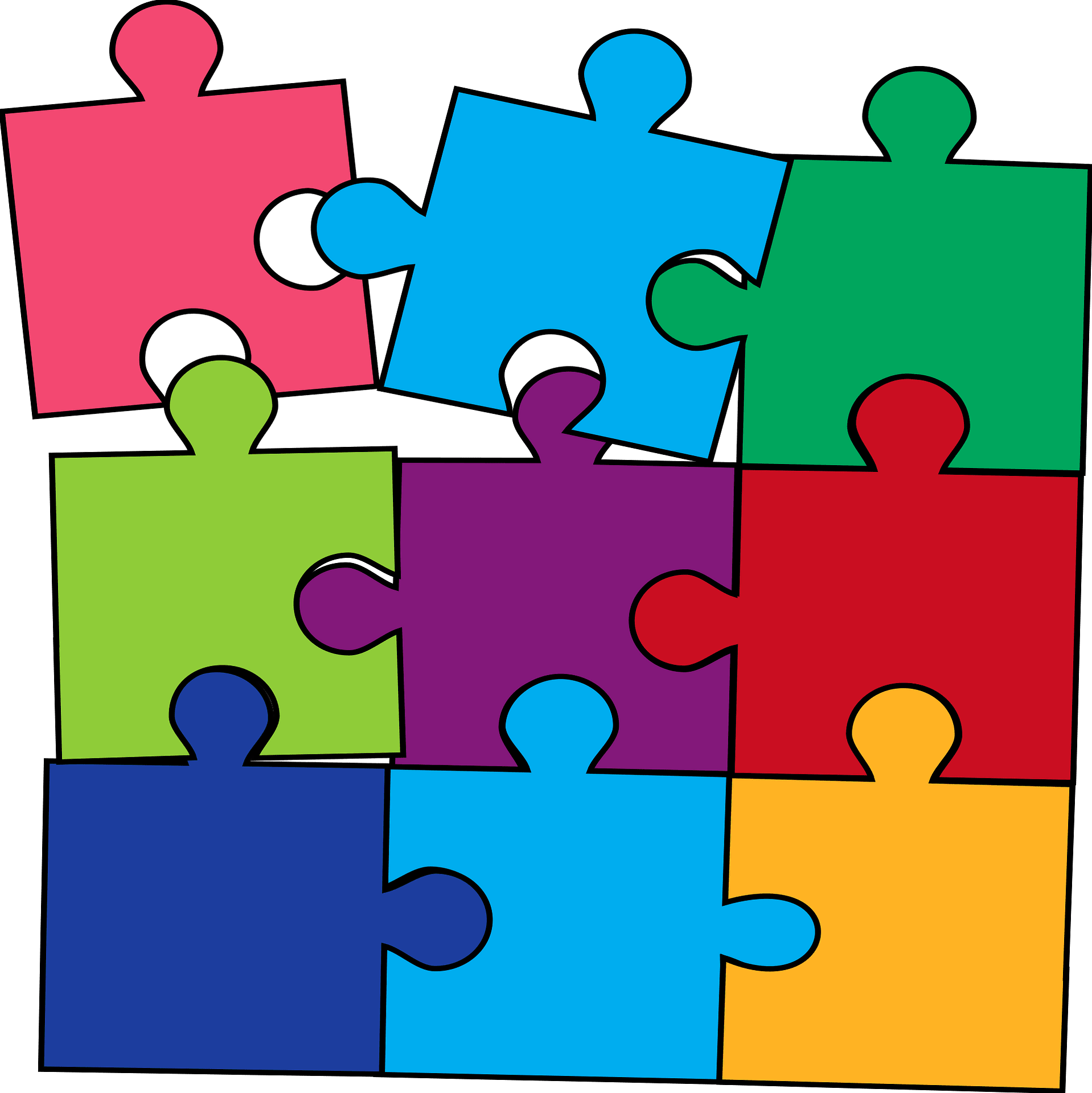 A colorful illustration of interlocking puzzle pieces.
