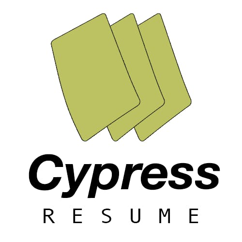 Cypress Resume logo with three overlapping yellow sheets and bold text.