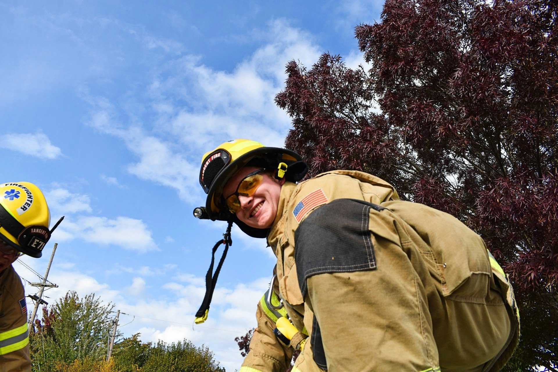 May contain: helmet, clothing, apparel, person, human, and fireman