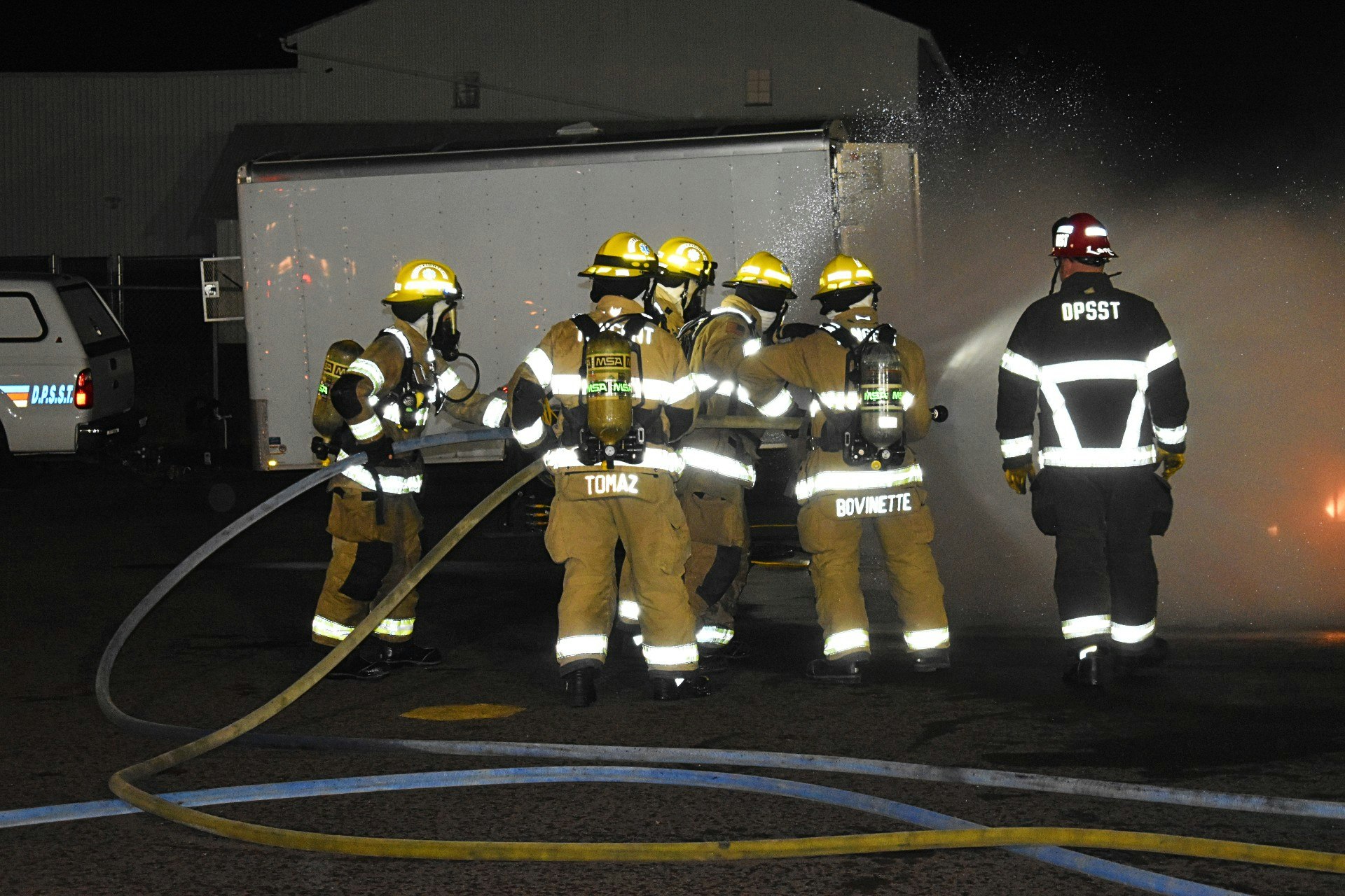May contain: helmet, clothing, apparel, person, human, and fireman