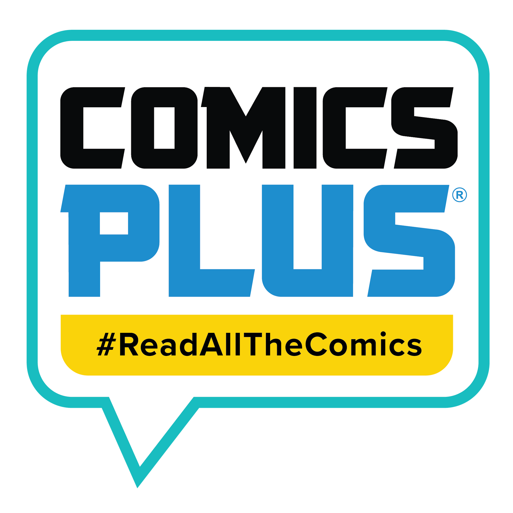 The image features the "Comics Plus" logo with the slogan "#ReadAllTheComics" encouraging comic reading.
