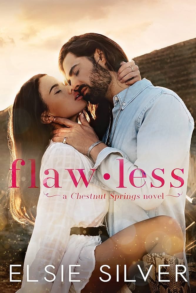 The image is the cover of "Flawless," a romance novel by Elsie Silver, featuring a couple in an intimate embrace.