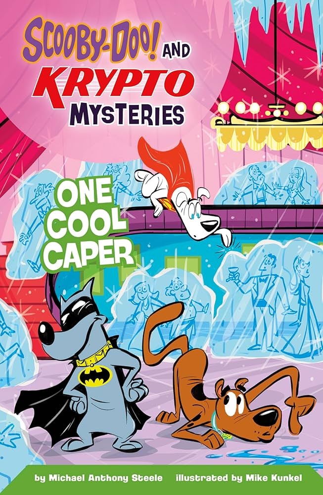Cover of “Scooby-Doo! and Krypto Mysteries: One Cool Caper” showing Scooby, a superhero dog, and icy scenes.