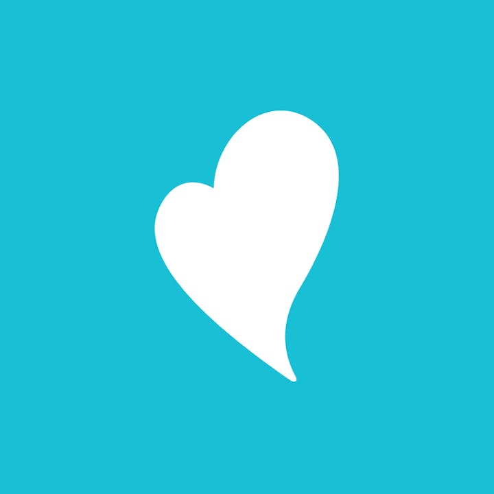 A white heart shape on a blue background.