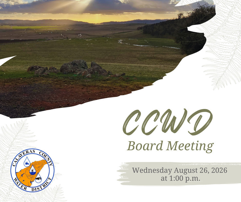 Image promotes a CCWD Board Meeting on August 26, 2026, at 1:00 p.m., with a scenic background.