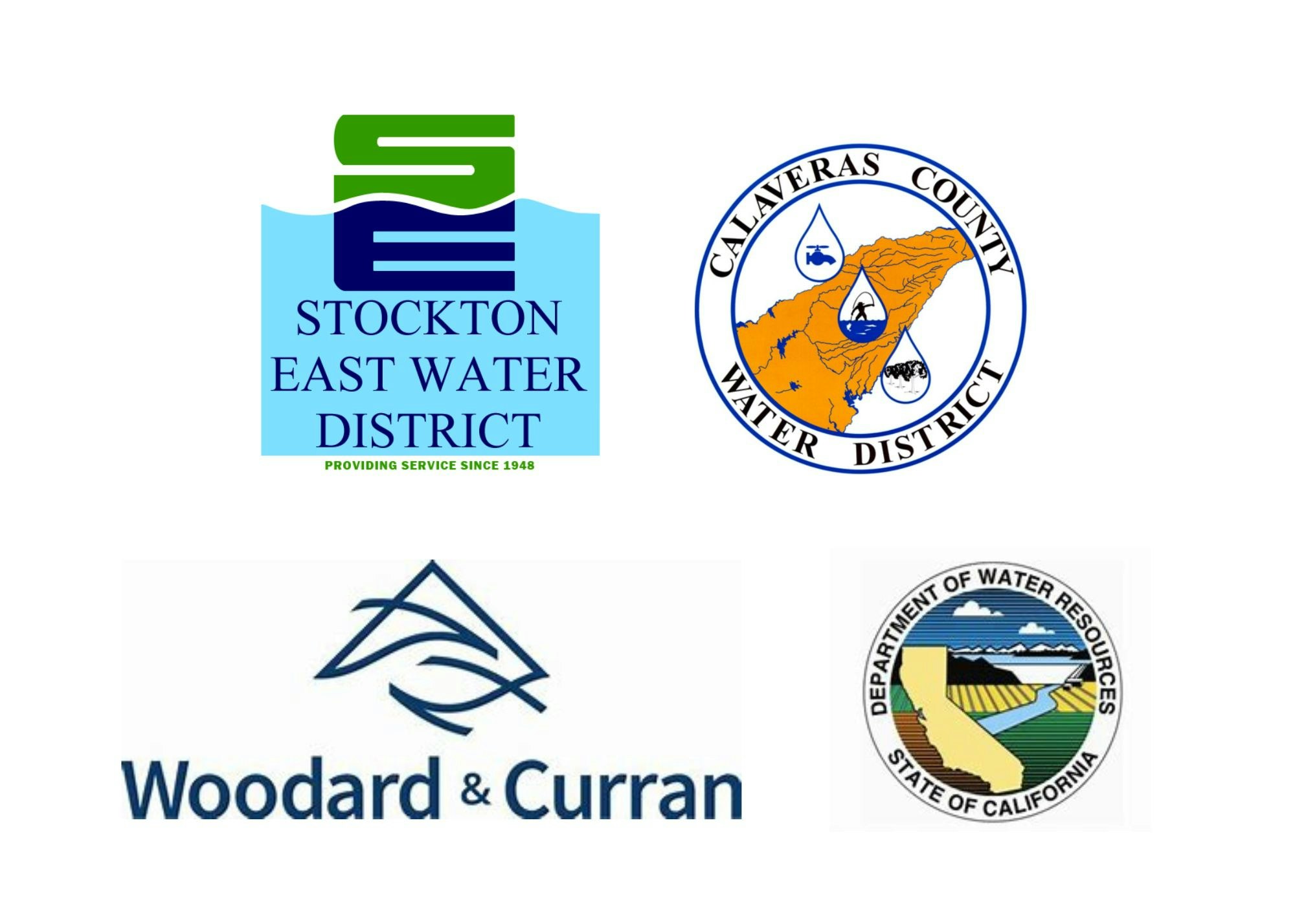 Four logos of water-related entities, possibly water districts or companies.