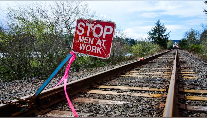 May contain: gravel, road, railway, train, transportation, and vehicle