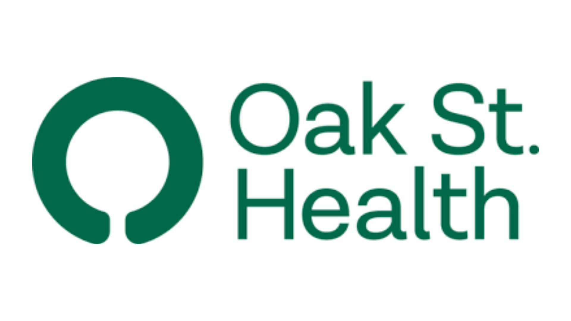 Logo of Oak St. Health featuring a green circular design and text.