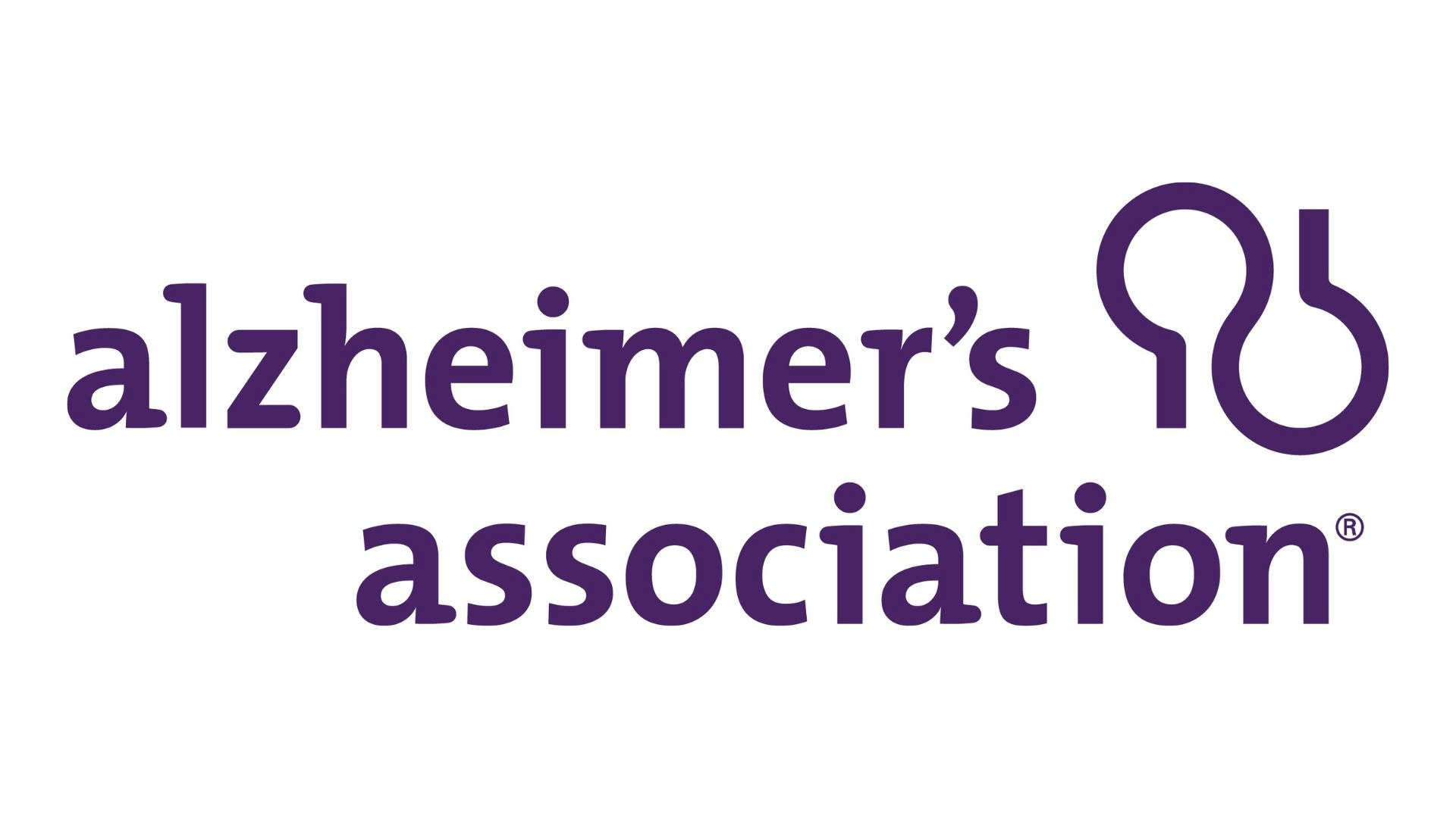 Alzheimer's Association logo with purple text and a stylized design.