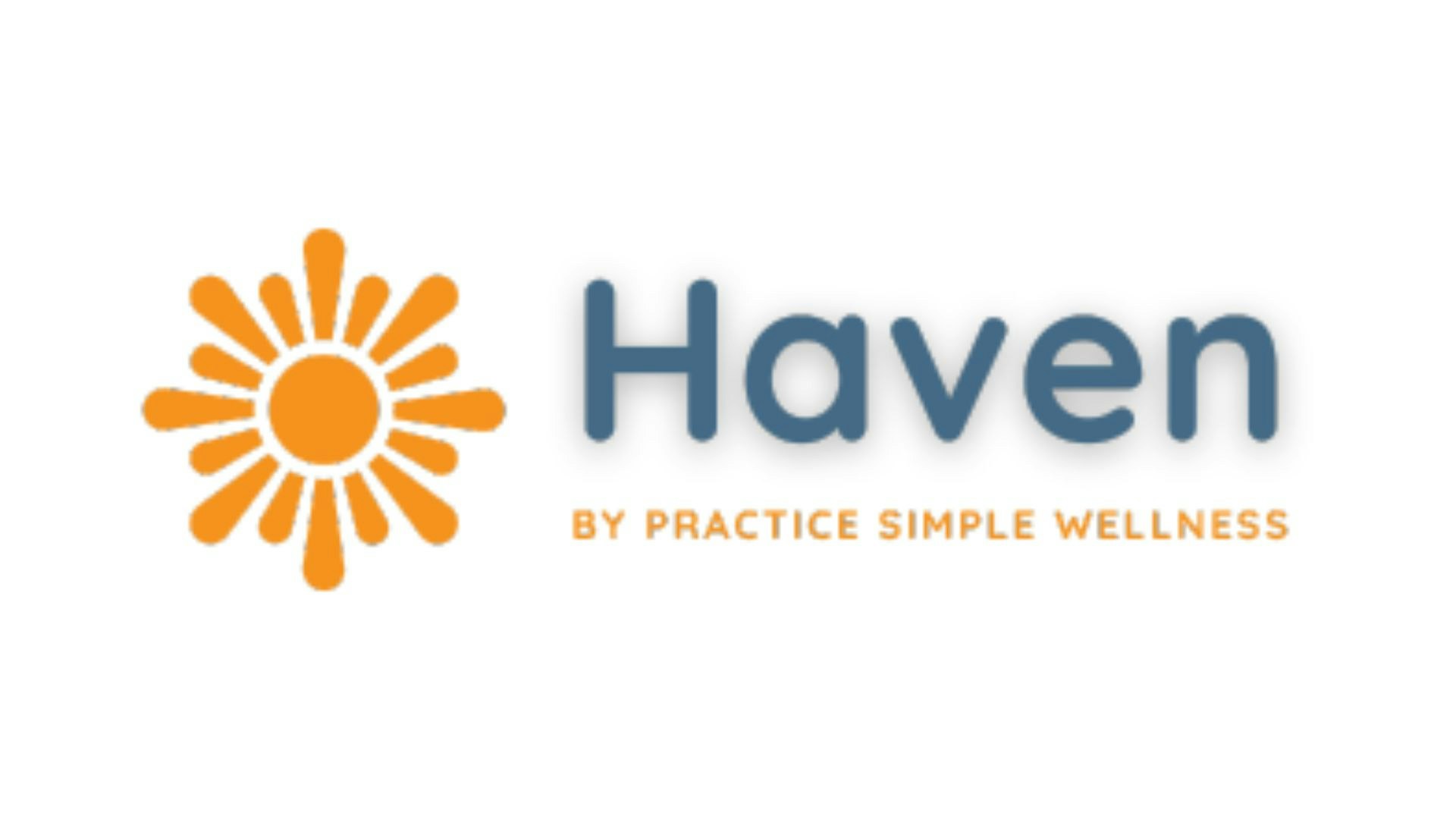 Logo with an orange sun and text "Haven by Practice Simple Wellness."