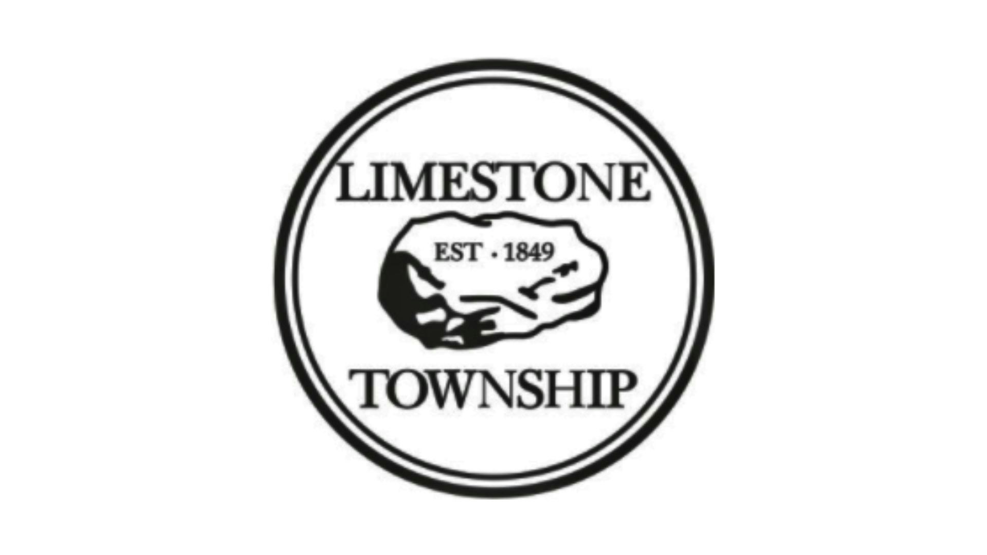 Logo of Limestone Township with a rock illustration and "EST. 1849" text inside a circular border.