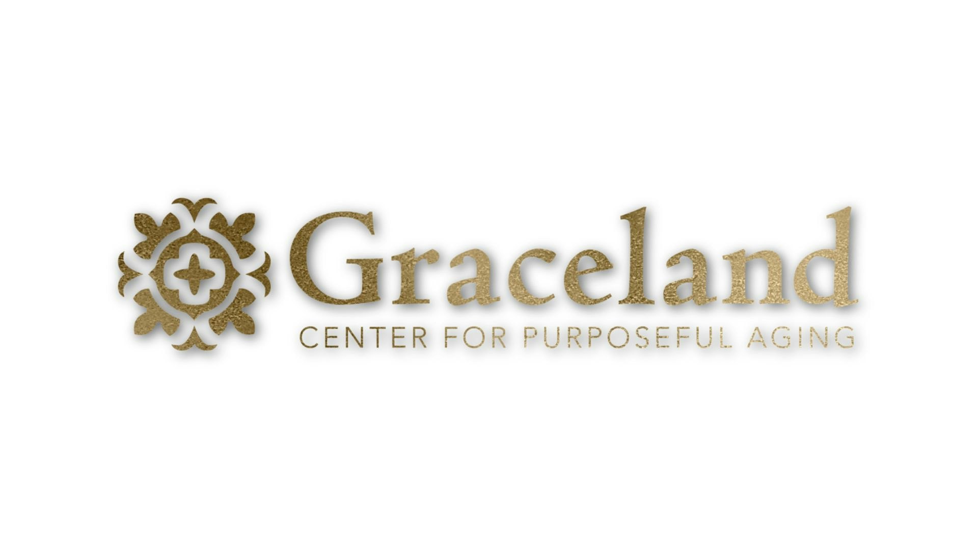 Logo for "Graceland Center for Purposeful Aging" with decorative emblem.