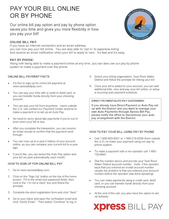Xpress Bill Pay sign up instructions